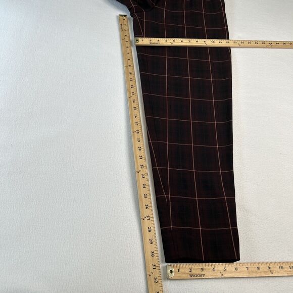 Aritzia Wilfred Women's Size S High Rise Soleste Drawstring Pants Burgundy Plaid - Picture 7 of 7